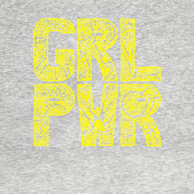 Floral girlpower text in yellow by InkLove